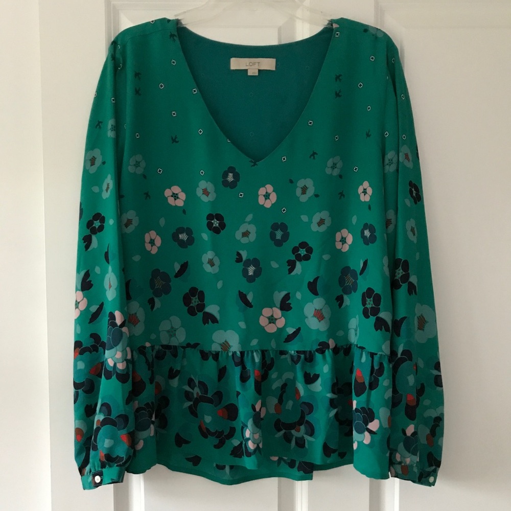 Loft green floral top